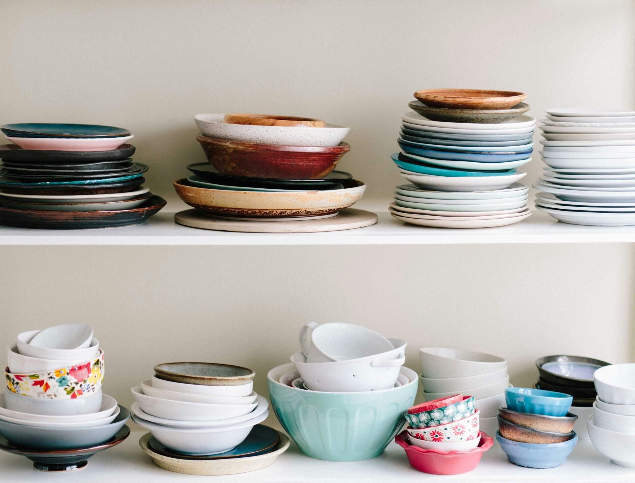 shelves of plates and dishes